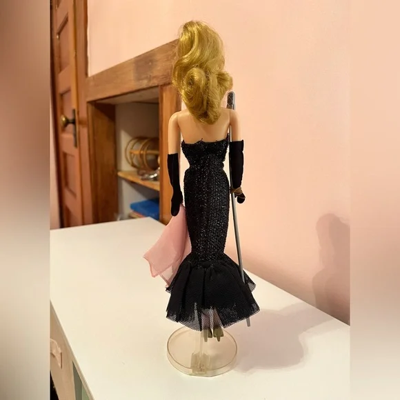 Barbie in Black Sequin Gown with Pink Shawl